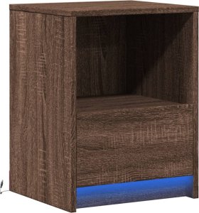 vidaXL Szafka nocna z LED, kolor brązowy dąb 3