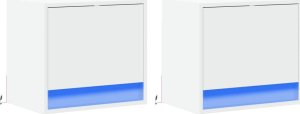 vidaXL Wiszące szafki nocne z LED, 2 szt., białe 3