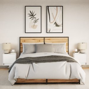 vidaXL Wiszące szafki nocne z LED, 2 szt., białe 4