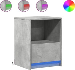 vidaXL Szafka nocna z LED, szarość betonu 2
