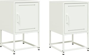 vidaXL Szafki nocne, 2 szt., białe, 36x39x60,5 cm, stal 2
