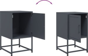 vidaXL Szafki nocne, 2 szt., antracytowe, 36x39x60,5 cm, stal 9