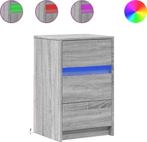 vidaXL Szafka nocna z LED, szary dąb sonoma 2