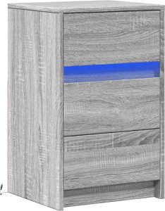 vidaXL Szafka nocna z LED, szary dąb sonoma 3