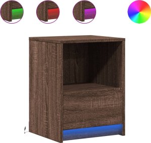 vidaXL Szafki nocne z oświetleniem LED, 2 szt., kolor brązowy dąb 2