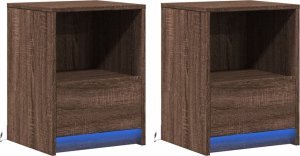 vidaXL Szafki nocne z oświetleniem LED, 2 szt., kolor brązowy dąb 3