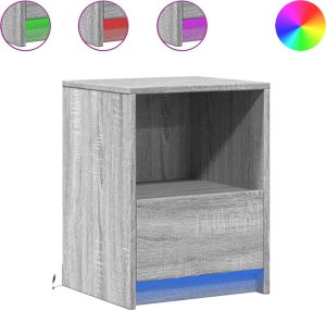 vidaXL Szafki nocne z oświetleniem LED, 2 szt., szary dąb sonoma 2