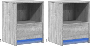 vidaXL Szafki nocne z oświetleniem LED, 2 szt., szary dąb sonoma 3
