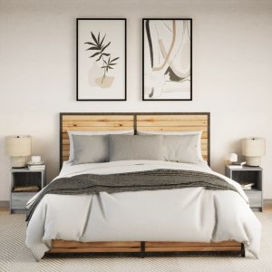 vidaXL Szafki nocne z oświetleniem LED, 2 szt., szary dąb sonoma 4