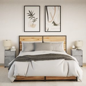 vidaXL Szafki nocne z podświetleniem LED, 2 szt., szarość betonu 5