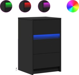 vidaXL Szafka nocna z LED, czarna 2