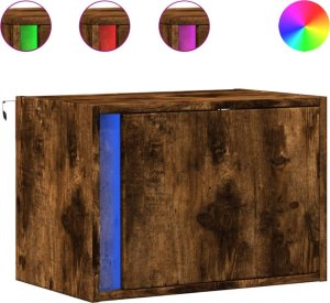 vidaXL Wiszące szafki nocne z LED, 2 szt., przydymiony dąb 2