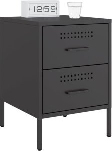 vidaXL Szafki nocne, 2 szt., czarne, 36x39x50,5 cm, stal 3