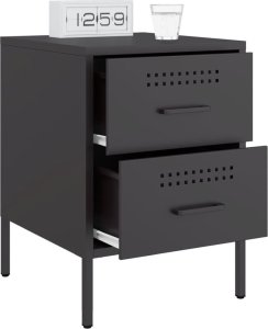 vidaXL Szafki nocne, 2 szt., czarne, 36x39x50,5 cm, stal 4