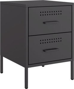 vidaXL Szafki nocne, 2 szt., czarne, 36x39x50,5 cm, stal 5
