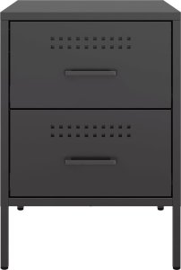 vidaXL Szafki nocne, 2 szt., czarne, 36x39x50,5 cm, stal 6