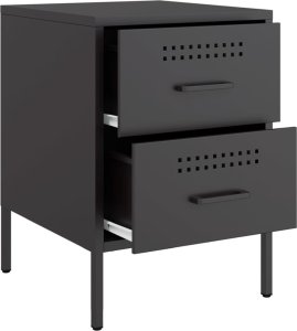 vidaXL Szafki nocne, 2 szt., czarne, 36x39x50,5 cm, stal 9