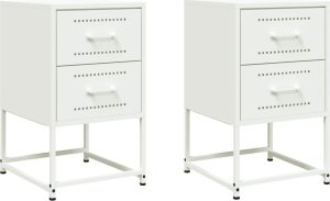 vidaXL Szafki nocne, 2 szt., białe, 36x39x60,5 cm, stal 2