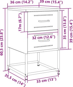 vidaXL Szafki nocne, 2 szt., antracytowe, 36x39x60,5 cm, stal 12