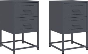 vidaXL Szafki nocne, 2 szt., antracytowe, 36x39x60,5 cm, stal 2