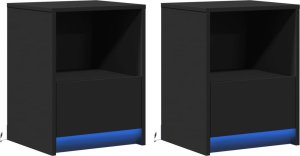 vidaXL Szafki nocne z LED, 2 szt., czarne, materiał drewnopochodny 3