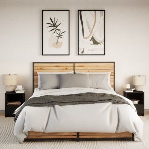 vidaXL Szafki nocne z LED, 2 szt., czarne, materiał drewnopochodny 4