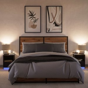 vidaXL Szafki nocne z LED, 2 szt., czarne, materiał drewnopochodny 5