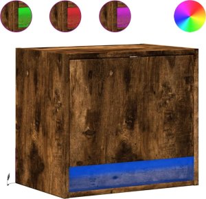 vidaXL Wiszące szafki nocne z LED, 2 szt., przydymiony dąb 2