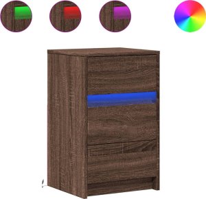 vidaXL Szafka nocna z LED, kolor brązowy dąb 2