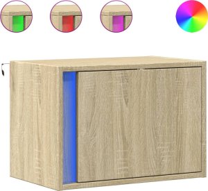 vidaXL Wiszące szafki nocne z LED, 2 szt., dąb sonoma 2