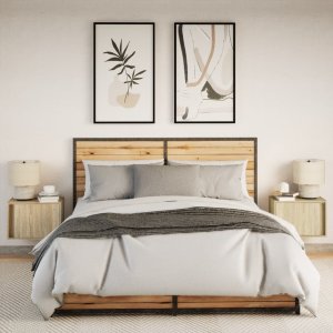 vidaXL Wiszące szafki nocne z LED, 2 szt., dąb sonoma 4