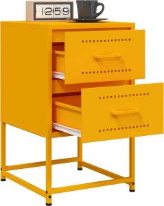 vidaXL Szafki nocne, 2 szt., musztardowe, 36x39x60,5 cm, stal 4