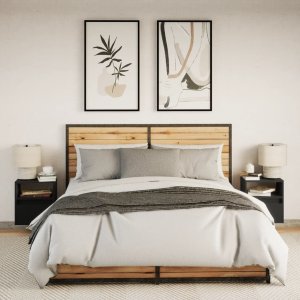 vidaXL Wiszące szafki nocne z LED, 2 szt., czarne 5