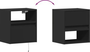 vidaXL Wiszące szafki nocne z LED, 2 szt., czarne 10