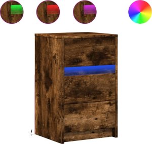 vidaXL Szafka nocna z LED, przydymiony dąb 2
