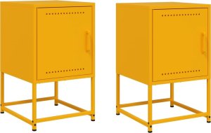vidaXL Szafki nocne, 2 szt., musztardowe, 36x39x60,5 cm, stal 2
