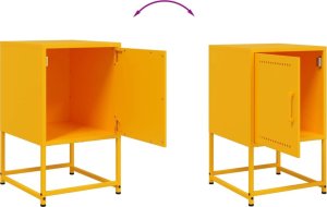 vidaXL Szafki nocne, 2 szt., musztardowe, 36x39x60,5 cm, stal 9