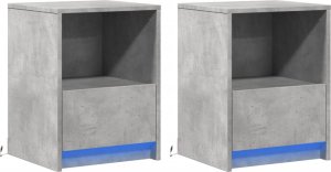 vidaXL Szafki nocne z podświetleniem LED, 2 szt., szarość betonu 3