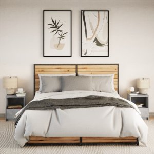 vidaXL Szafki nocne z podświetleniem LED, 2 szt., szarość betonu 4