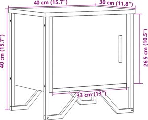 vidaXL Szafka nocna, przydymiony dąb, 40x30x40 cm 11