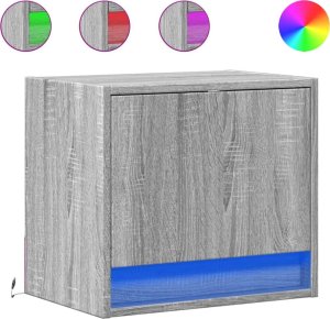 vidaXL Wiszące szafki nocne z LED, 2 szt., szary dąb sonoma 2