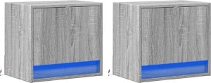 vidaXL Wiszące szafki nocne z LED, 2 szt., szary dąb sonoma 3