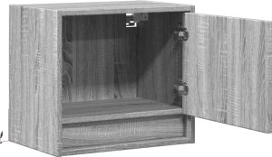 vidaXL Wiszące szafki nocne z LED, 2 szt., szary dąb sonoma 7