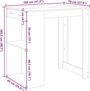 vidaXL Stolik barowy, stare drewno, 102x70x103,5 cm 10
