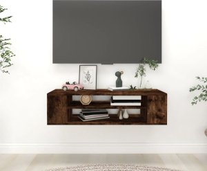 vidaXL Wisząca szafka pod TV, przydymiony dąb, 100x30x26,5 cm 1