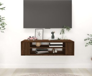 vidaXL Wisząca szafka pod TV, brązowy dąb, 100x30x26,5 cm 1