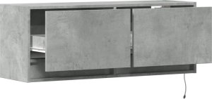 vidaXL Ścienna szafka TV z LED, szarość betonu, 100x31x35 cm 9