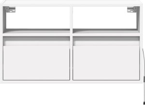 vidaXL Ścienna szafka TV z LED, biała, 80x31x45 cm 6