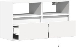 vidaXL Ścienna szafka TV z LED, biała, 80x31x45 cm 9