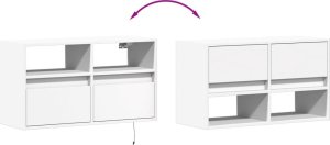 vidaXL Ścienna szafka TV z LED, biała, 80x31x45 cm 10